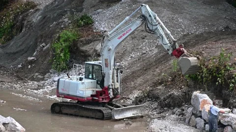 Building construction site at the river bank Stock Footage 135509766