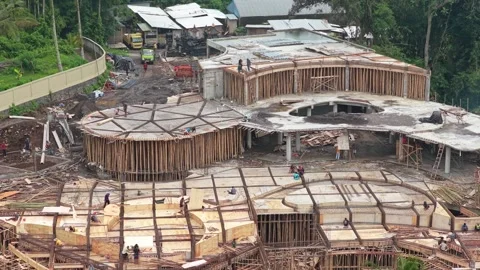 Building construction site with workers in bali Stock Footage 328913287