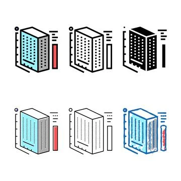 Building construction sizes modeling edition color icon vector Stockillustratie