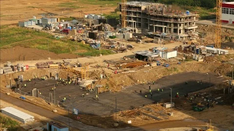 Building construction Time lapse with many peoples on construction site Stock Footage 80133036