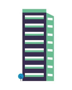 Building construction with trees city scene Ilustración de archivo