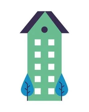 Building construction with trees city scene Ilustración de archivo