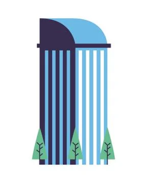 Building construction with trees city scene Ilustración de archivo