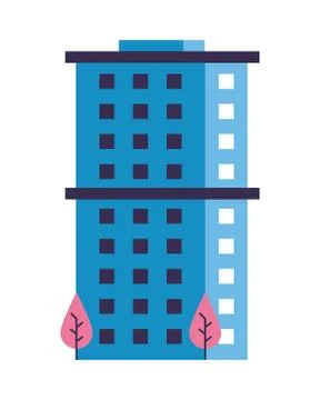 Building construction with trees city scene Ilustración de archivo