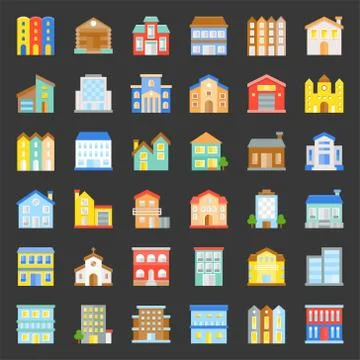 Building construction vector flat design icon set 2/3 Stock Illustration