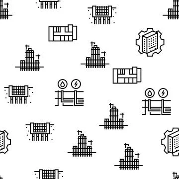 Building Construction Vector Seamless Pattern 스톡 일러스트