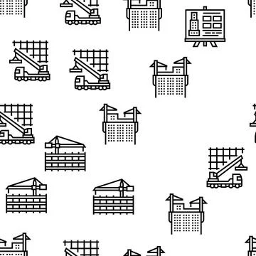 Building Construction Vector Seamless Pattern Stock Illustration