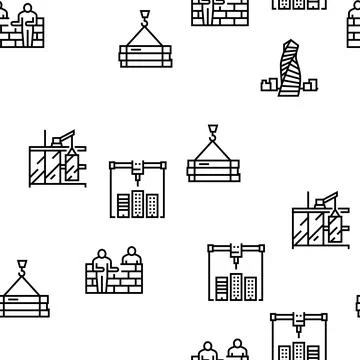 Building Construction Vector Seamless Pattern Stock Illustration