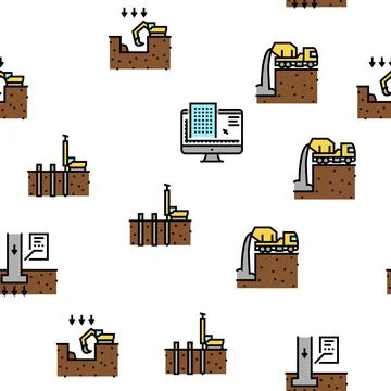 Building Construction Vector Seamless Pattern Illustrazione stock