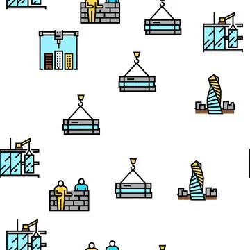Building Construction Vector Seamless Pattern Stock Illustration