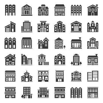 Building construction vector solid icon set 2/3 库存插图