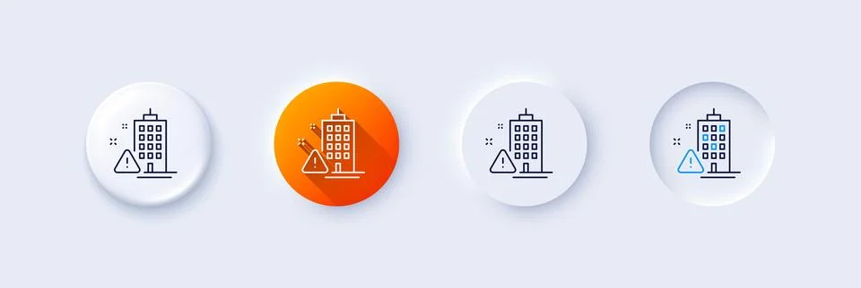 Building construction warning line icon. Attention triangle sign. Line icons Ilustración de archivo