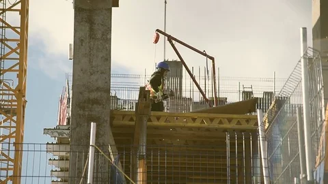 Building construction worker Stock Footage
