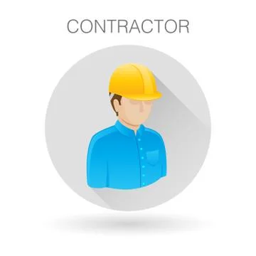 Building contractor icon. Professional with hardhat symbol. Stock Illustration
