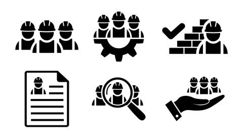 Building contractor icon set. Good job sign Stock Illustration