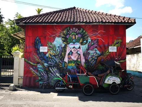 A Building with a cool mural Stock Photos