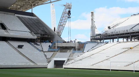 Building the Corinthians stadium Video stock 37661765