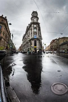 The building on the corner of Five Corners. One of symbols of city is Apartme Stock Photos