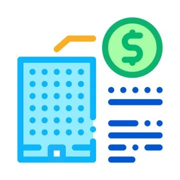 Building cost icon vector outline illustration Illustrazione stock