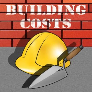 Building Costs Represents House Construction 3d Illustration Ilustración de archivo