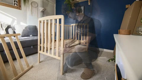 Building a cot crib flat pack DIY 4K time lapse Vídeos de archivo 147677538