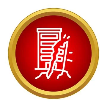 Building cracking from earthquake or natural disaster icon Stock Illustration