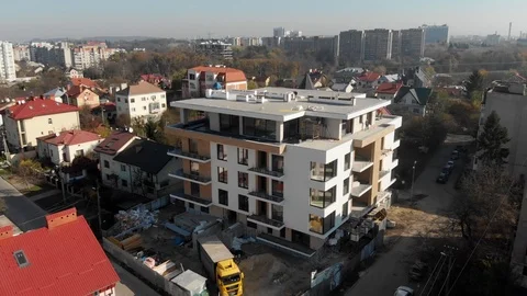 Building crane and building under construction. Construction site. Stock Footage 126396783