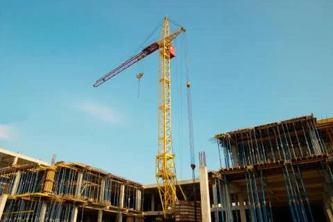 Building crane and construction. 库存照片