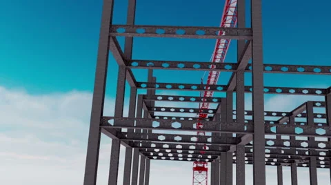 Building crane animation, work process. Over clouds view. height Stock Footage 62835241