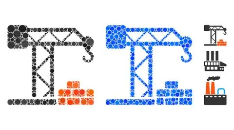 Building Crane Composition Icon of Round Dots Ilustración de archivo