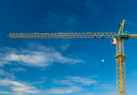Building crane construction industry object wallpaper poster vivid blue sky b Stock Photos