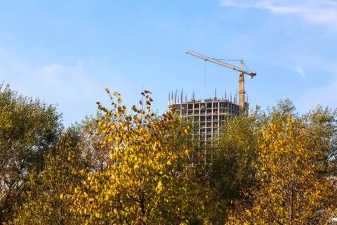 Building crane on construction Stock Photos
