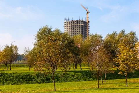 Building crane on construction Foto stock