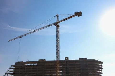 Building crane on construction Foto stock