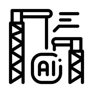 Building Crane Icon Vector Outline Illustration Ilustración de archivo