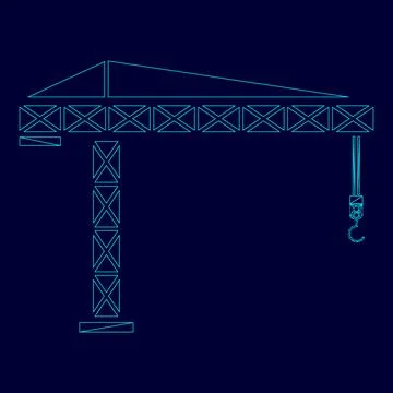 Building crane low poly triangulation triangulated polygonal electric cyan bl Ilustración de archivo