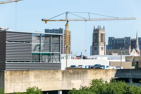 Building with crane Stock Photos