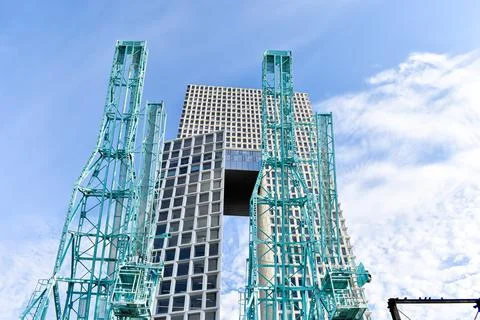 Building with crane 스톡 사진