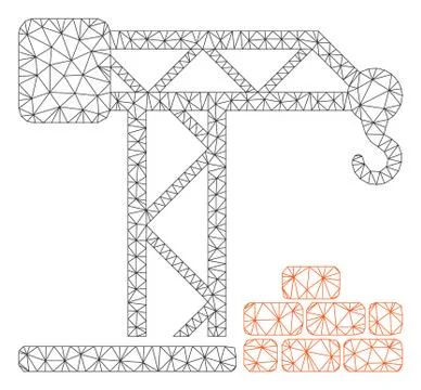 Building Crane Polygonal Frame Vector Mesh Illustration Stock Illustration