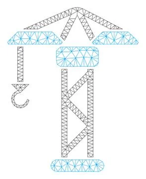 Building Crane Polygonal Frame Vector Mesh Illustration Ilustración de archivo
