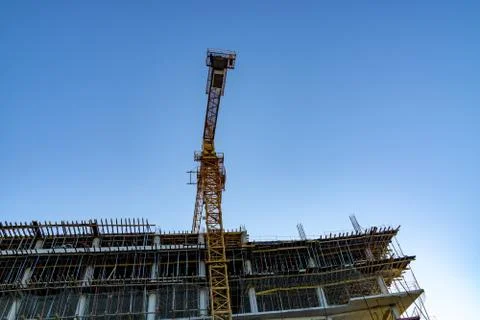 Building crane on the sky background. Constructions. 스톡 사진