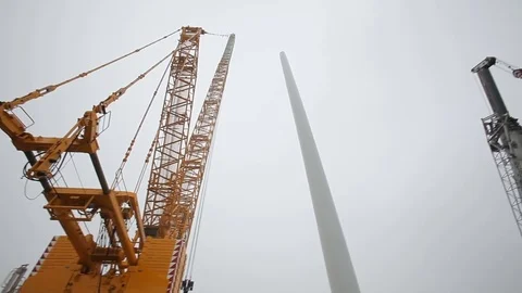Building Cranes. Long shot Stock Footage 72397533