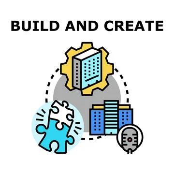 Building creating developing publishing content concept Stock Illustration
