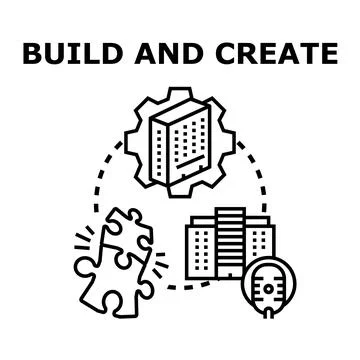 Building creating developing publishing content concept Stock Illustration