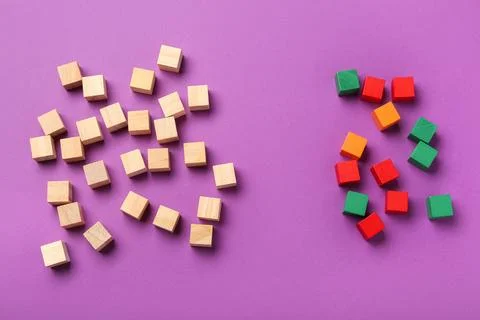 Building cubes on purple background Stock Photos