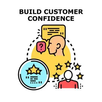 Building customer confidence delivering quality service icon Ilustración de archivo