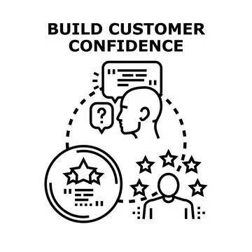 Building customer confidence delivering quality service icon Stock Illustration