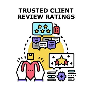 Building customer trust with positive client review ratings Stock Illustration