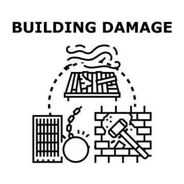 Building damage and demolition concept vector Stock Illustration