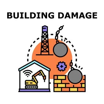 Building damage and demolition concept vector illustration Ilustración de archivo